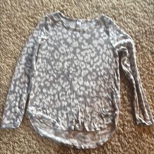 Gray Leopard Print Long Sleeve Top